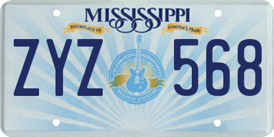 MS license plate ZYZ568