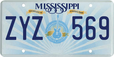 MS license plate ZYZ569