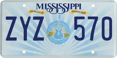 MS license plate ZYZ570