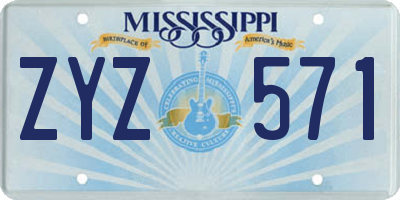 MS license plate ZYZ571