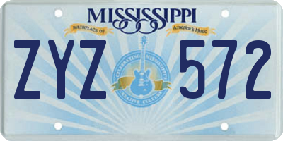 MS license plate ZYZ572
