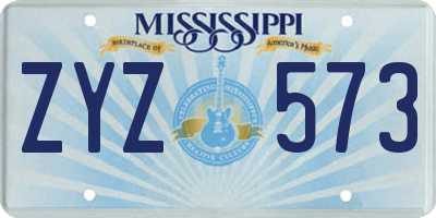 MS license plate ZYZ573
