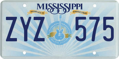 MS license plate ZYZ575