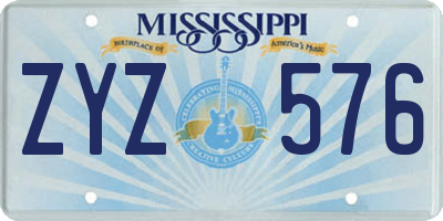 MS license plate ZYZ576