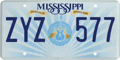 MS license plate ZYZ577