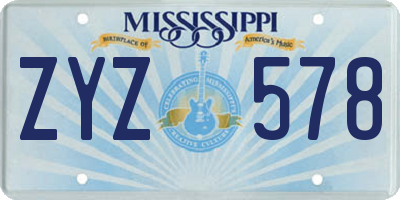 MS license plate ZYZ578