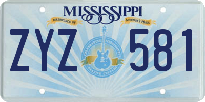 MS license plate ZYZ581