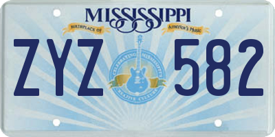MS license plate ZYZ582