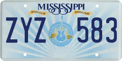 MS license plate ZYZ583