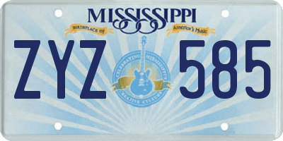 MS license plate ZYZ585
