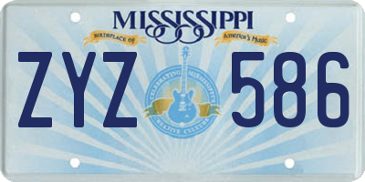 MS license plate ZYZ586