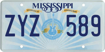 MS license plate ZYZ589