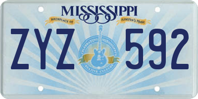 MS license plate ZYZ592