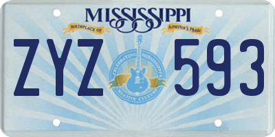 MS license plate ZYZ593