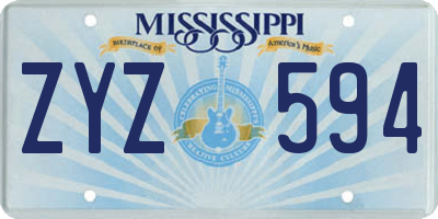 MS license plate ZYZ594