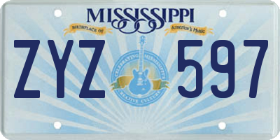 MS license plate ZYZ597