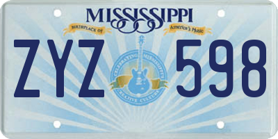 MS license plate ZYZ598