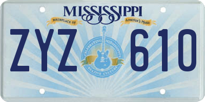 MS license plate ZYZ610