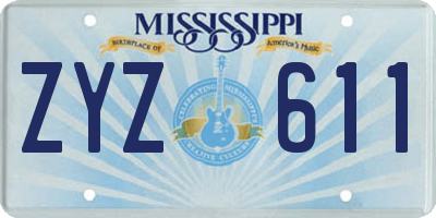 MS license plate ZYZ611
