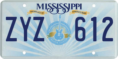 MS license plate ZYZ612