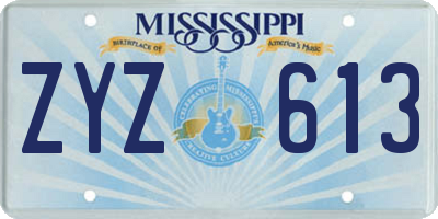 MS license plate ZYZ613