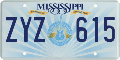 MS license plate ZYZ615