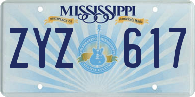 MS license plate ZYZ617