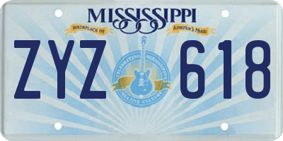 MS license plate ZYZ618