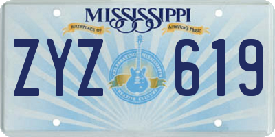 MS license plate ZYZ619