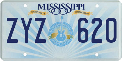 MS license plate ZYZ620
