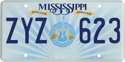MS license plate ZYZ623
