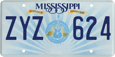 MS license plate ZYZ624