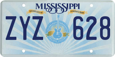 MS license plate ZYZ628