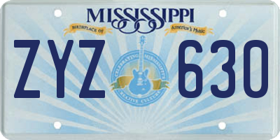 MS license plate ZYZ630