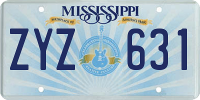 MS license plate ZYZ631