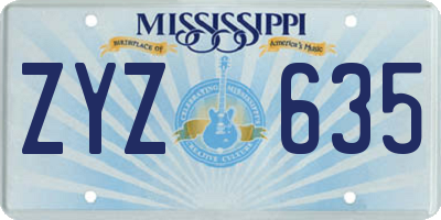 MS license plate ZYZ635