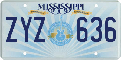 MS license plate ZYZ636
