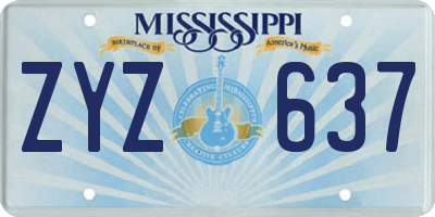 MS license plate ZYZ637