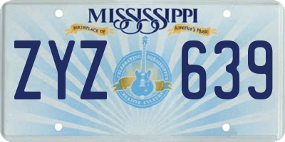 MS license plate ZYZ639