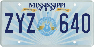 MS license plate ZYZ640