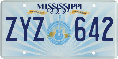 MS license plate ZYZ642