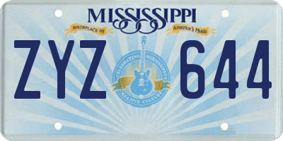 MS license plate ZYZ644
