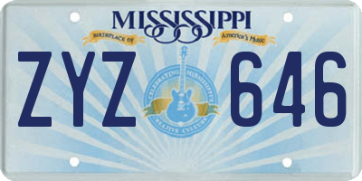MS license plate ZYZ646