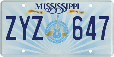 MS license plate ZYZ647