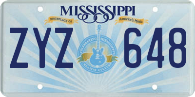MS license plate ZYZ648