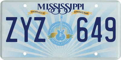 MS license plate ZYZ649