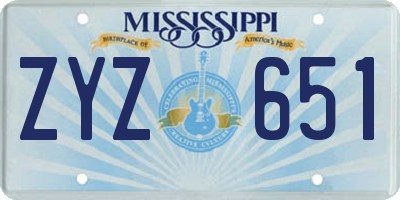 MS license plate ZYZ651
