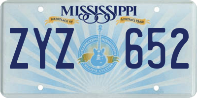 MS license plate ZYZ652
