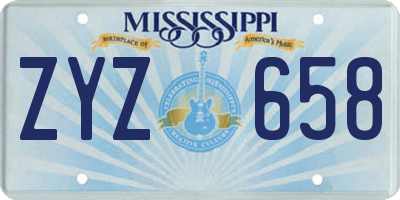 MS license plate ZYZ658