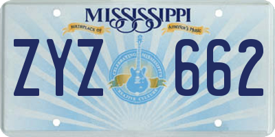 MS license plate ZYZ662